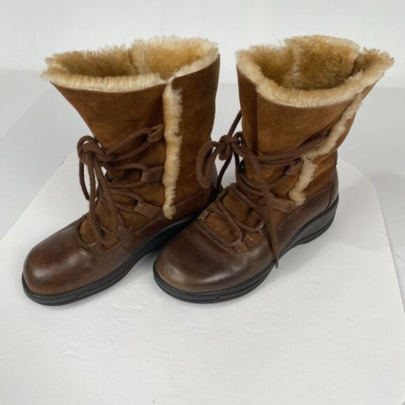 Dansko Chris shearling leather mid calf winter‎ boots SZ 37 Brown Slip Resistant - Picture 1 of 15